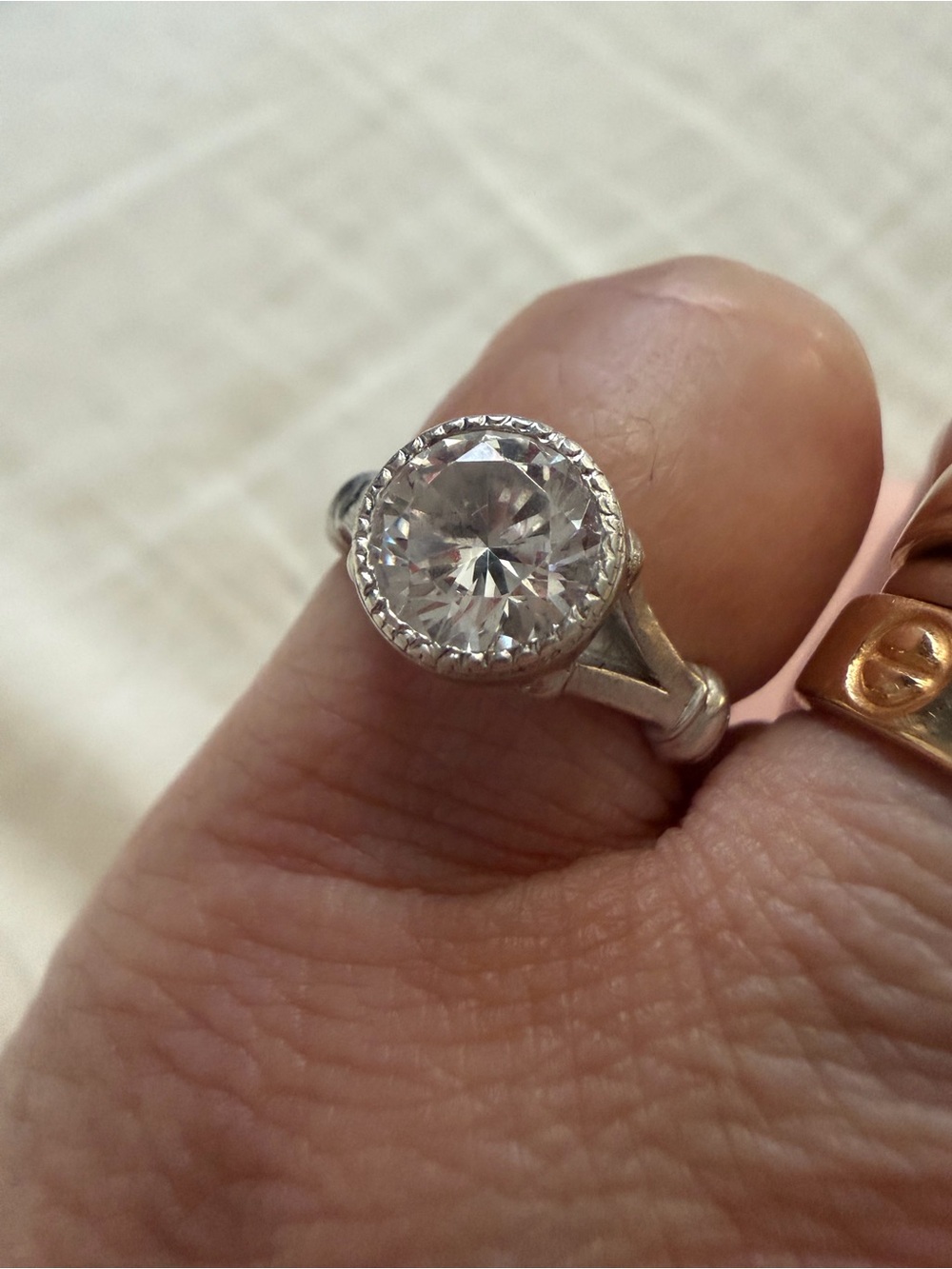 Classic Sterling Halo Solitaire Ring in White